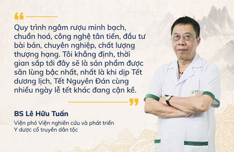 Thầy thuốc ưu tú Lê Hữu Tuấn nhận định chất lượng rượu đông trùng hạ thảo Vietfarm